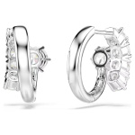 Matrix hoop earrings Round cut, White, Rhodium plated